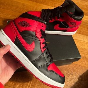 Men’s Nike Air Jordan 1 Mid - black/red, only worn a handful of times
